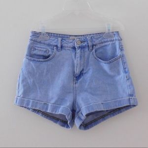 Pac Sun High Waist Light Wash Denim Mom Shorts